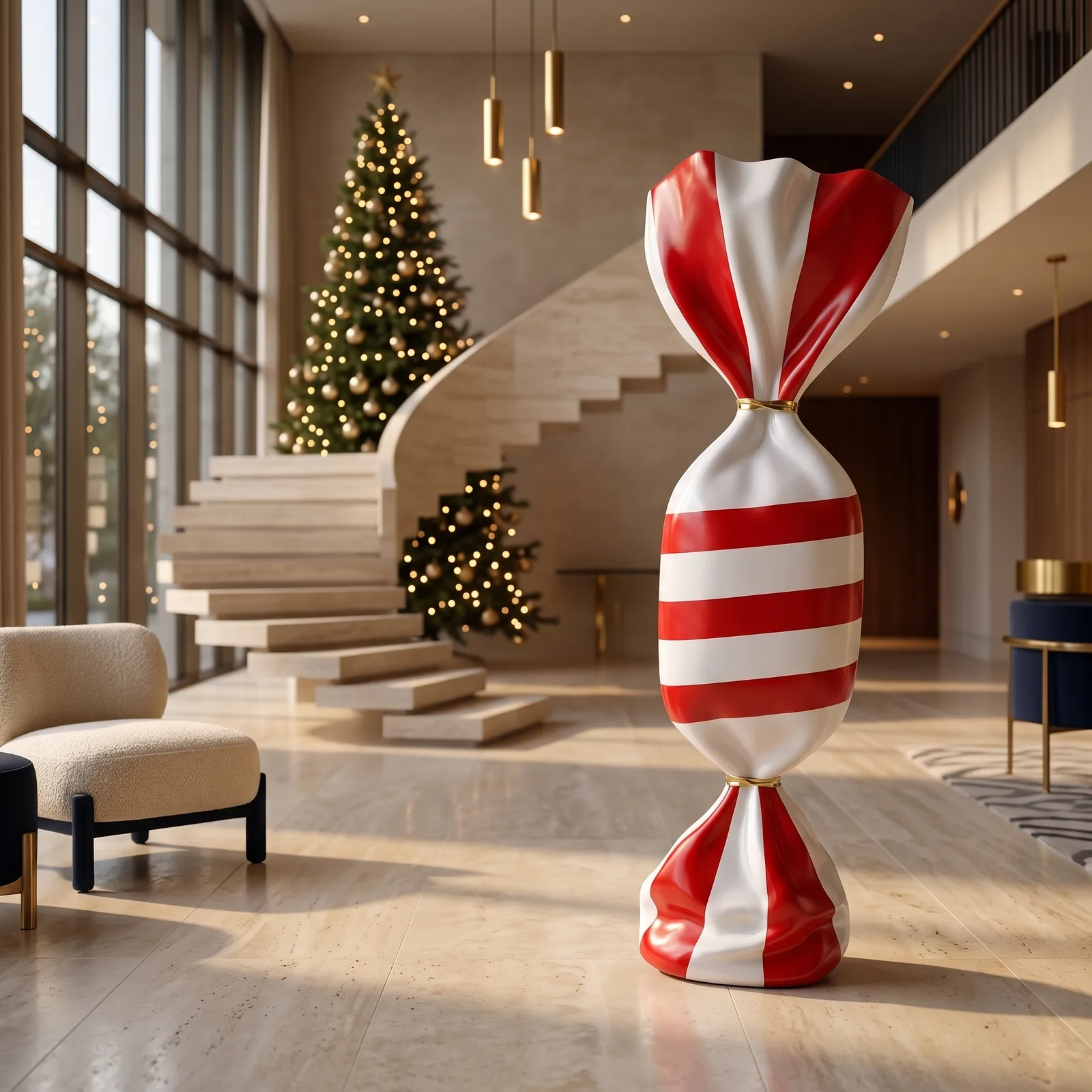 Art Candy Rood Wit 100cm Kerstdecoratie — sfeerbeeld in interieur