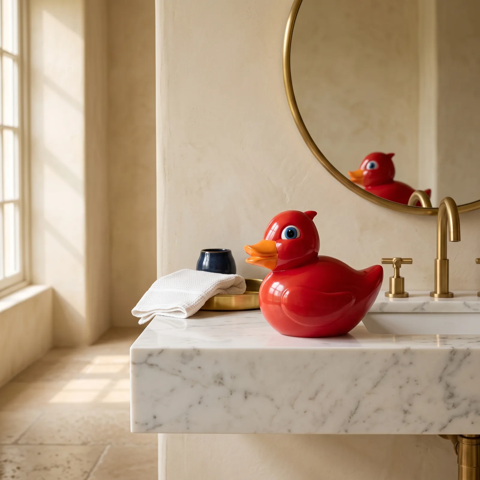 Badeend Beeld – Rood Luxe Decoratie — sfeerbeeld in interieur