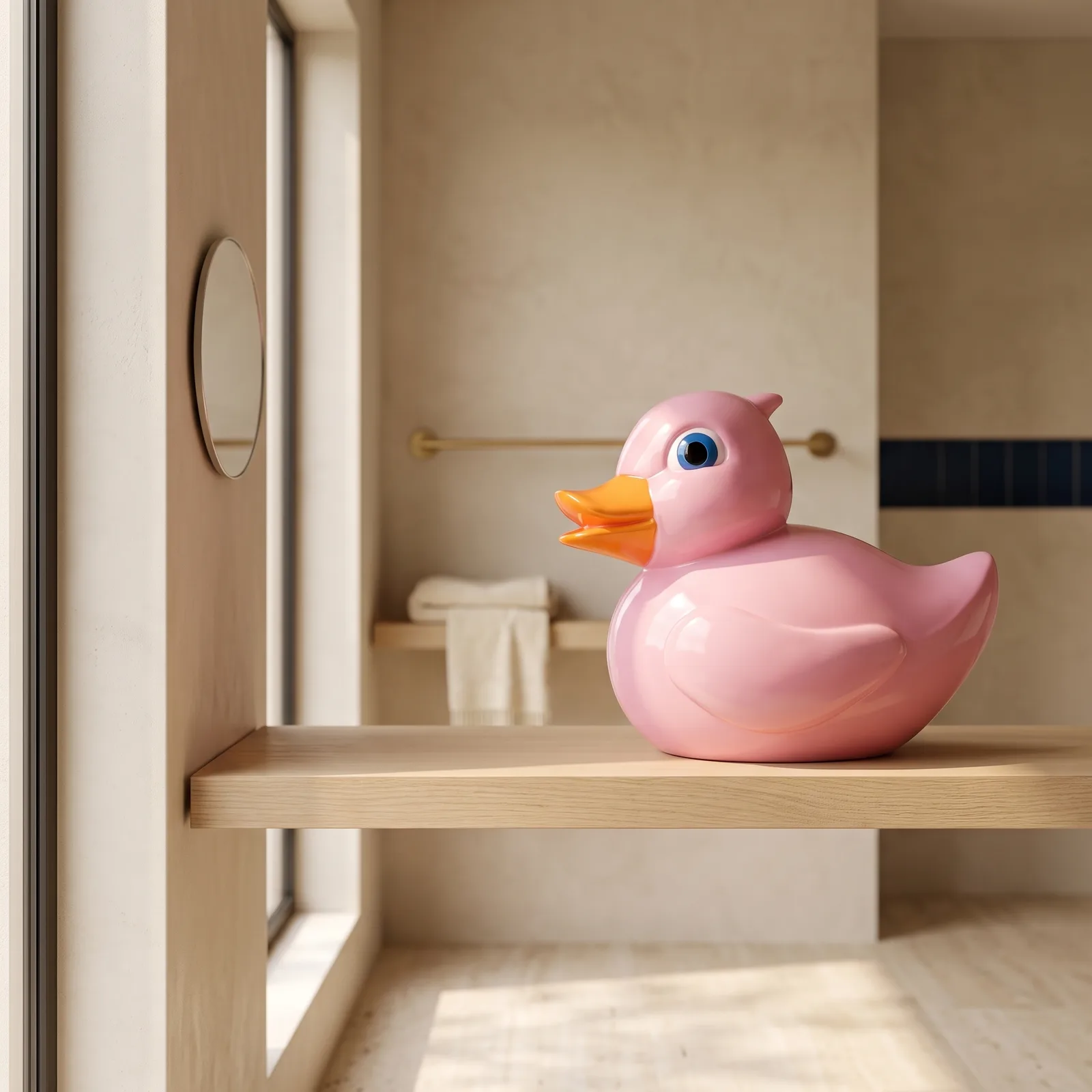 Badeend Beeld – Roze Luxe Decoratie — sfeerbeeld in interieur
