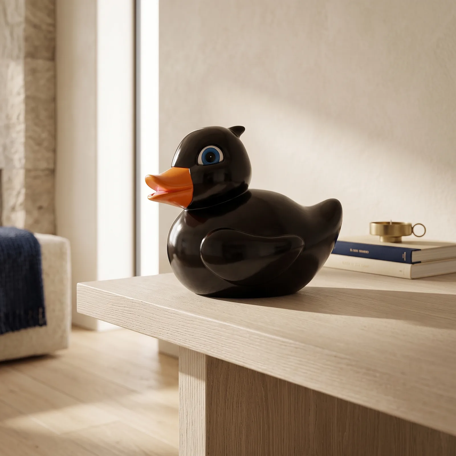 Badeend Beeld – Zwart Luxe Decoratie — sfeerbeeld in interieur