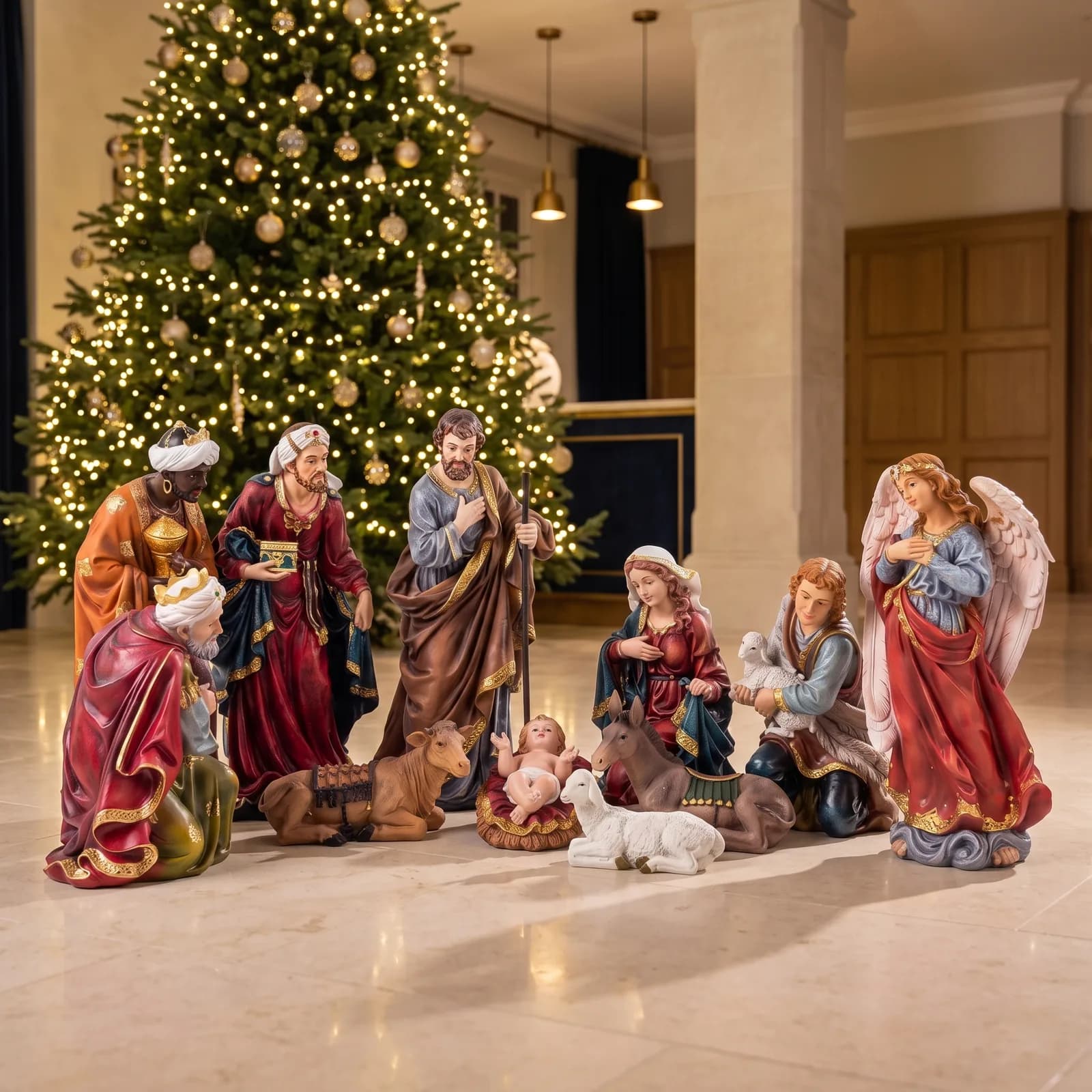 Kerstgroep 105cm – 11-delig Kerstdecoratie — sfeerbeeld in interieur