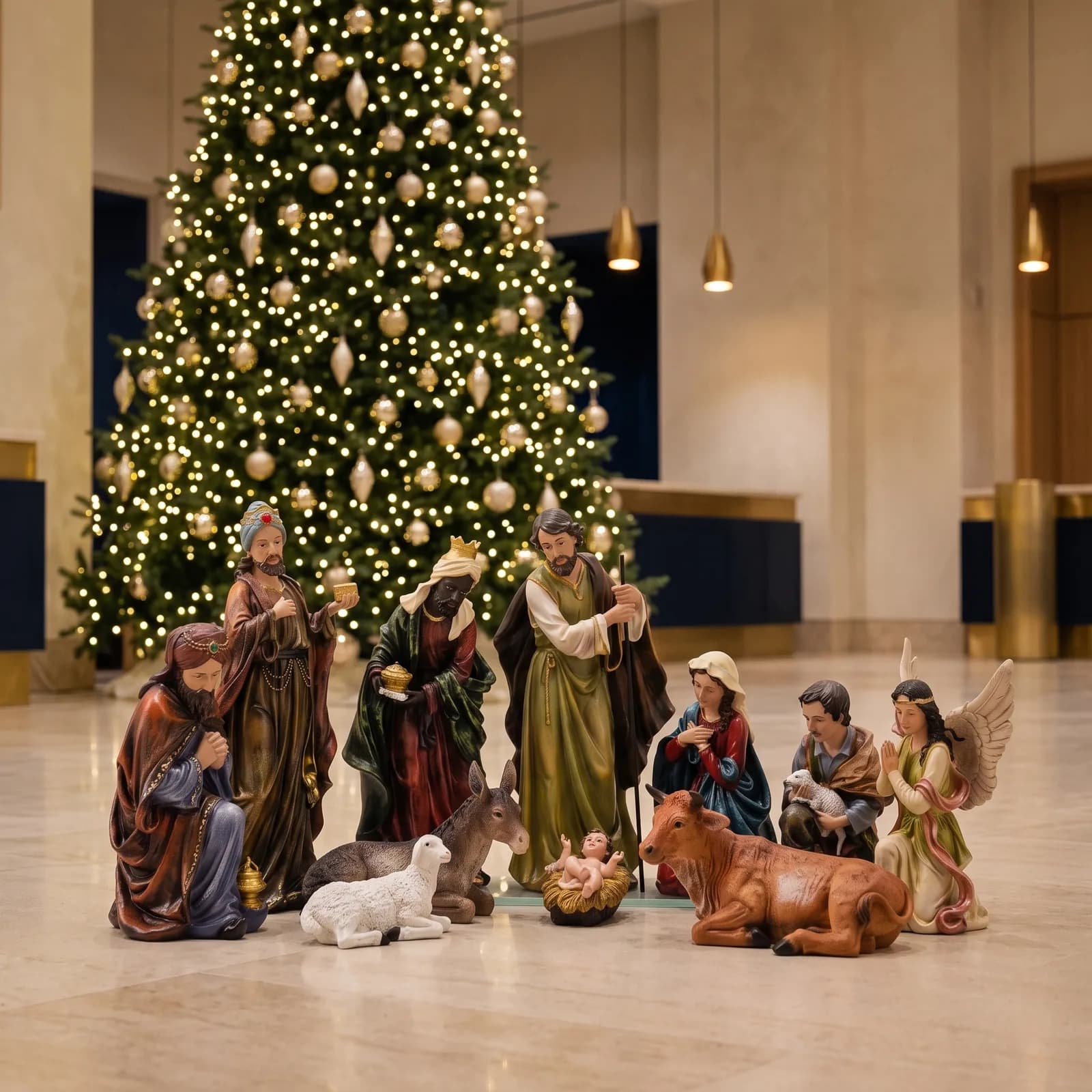 Kerstgroep 60cm – 11-delig Kerstdecoratie — sfeerbeeld in interieur