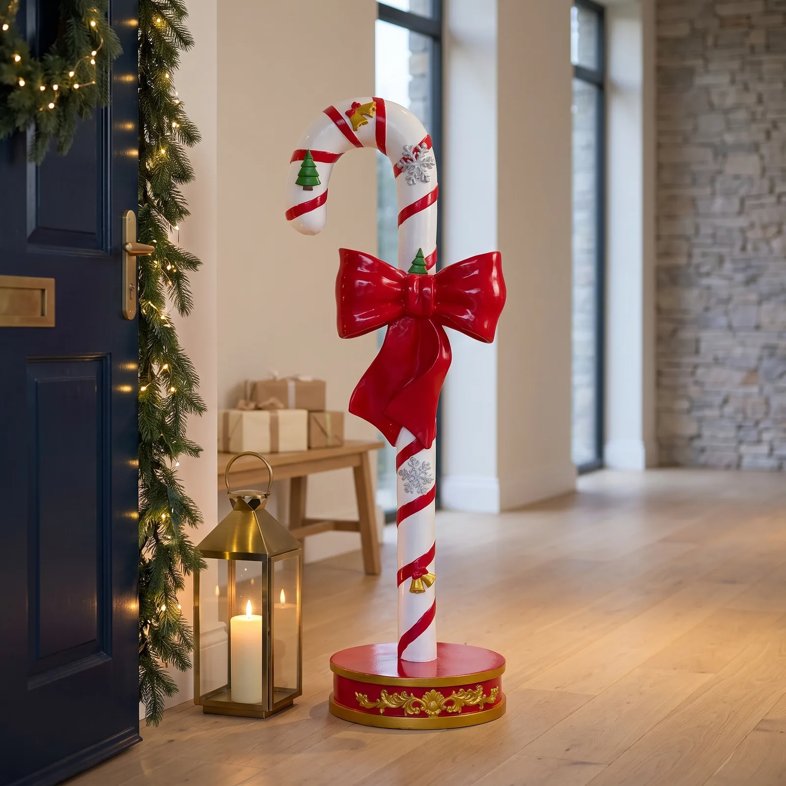 Kerststok 120cm – Rood Wit Suikerstok Candy Cane Decoratie — sfeerbeeld in interieur