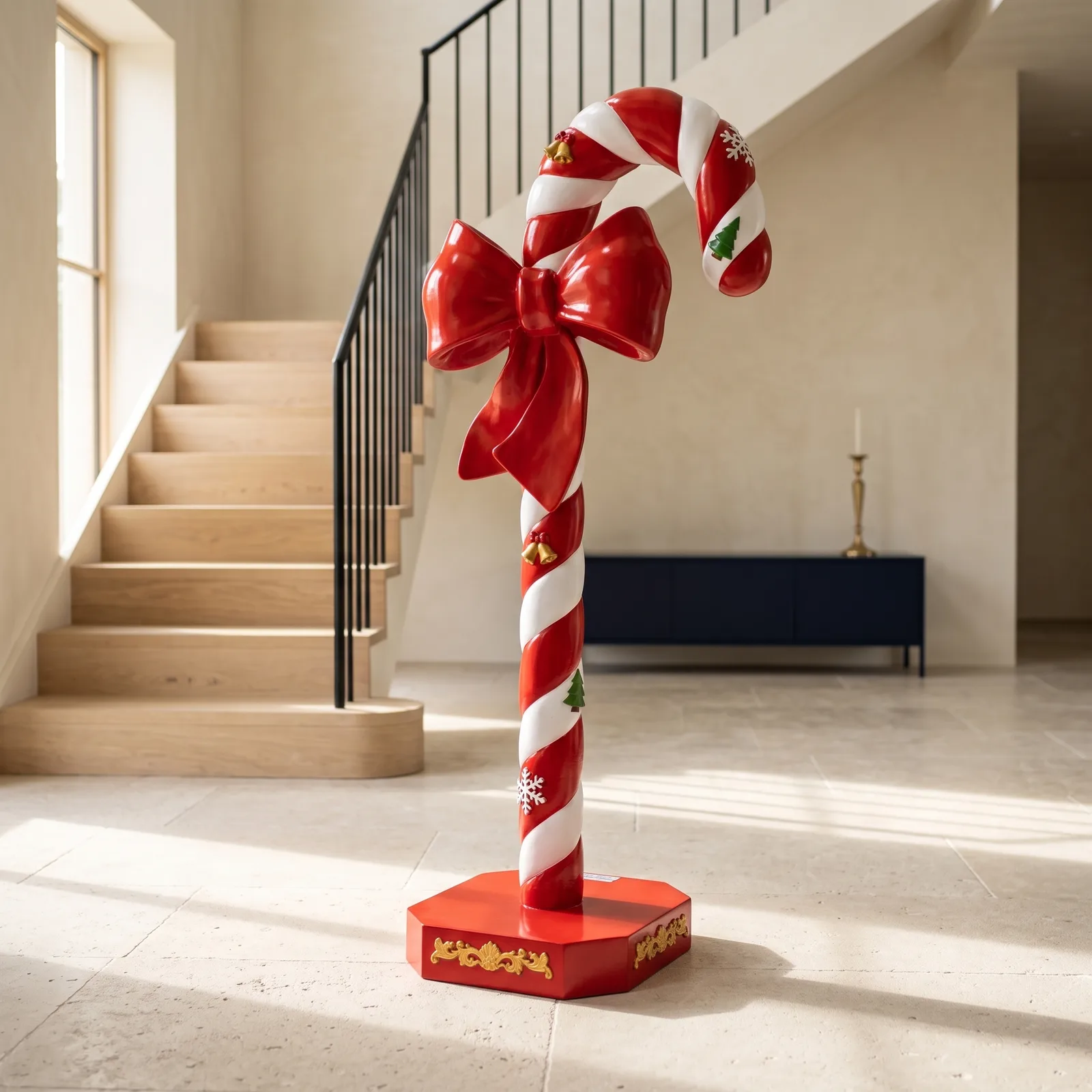 Kerststok 152cm – Rood Wit Suikerstok Candy Cane Decoratie — sfeerbeeld in interieur