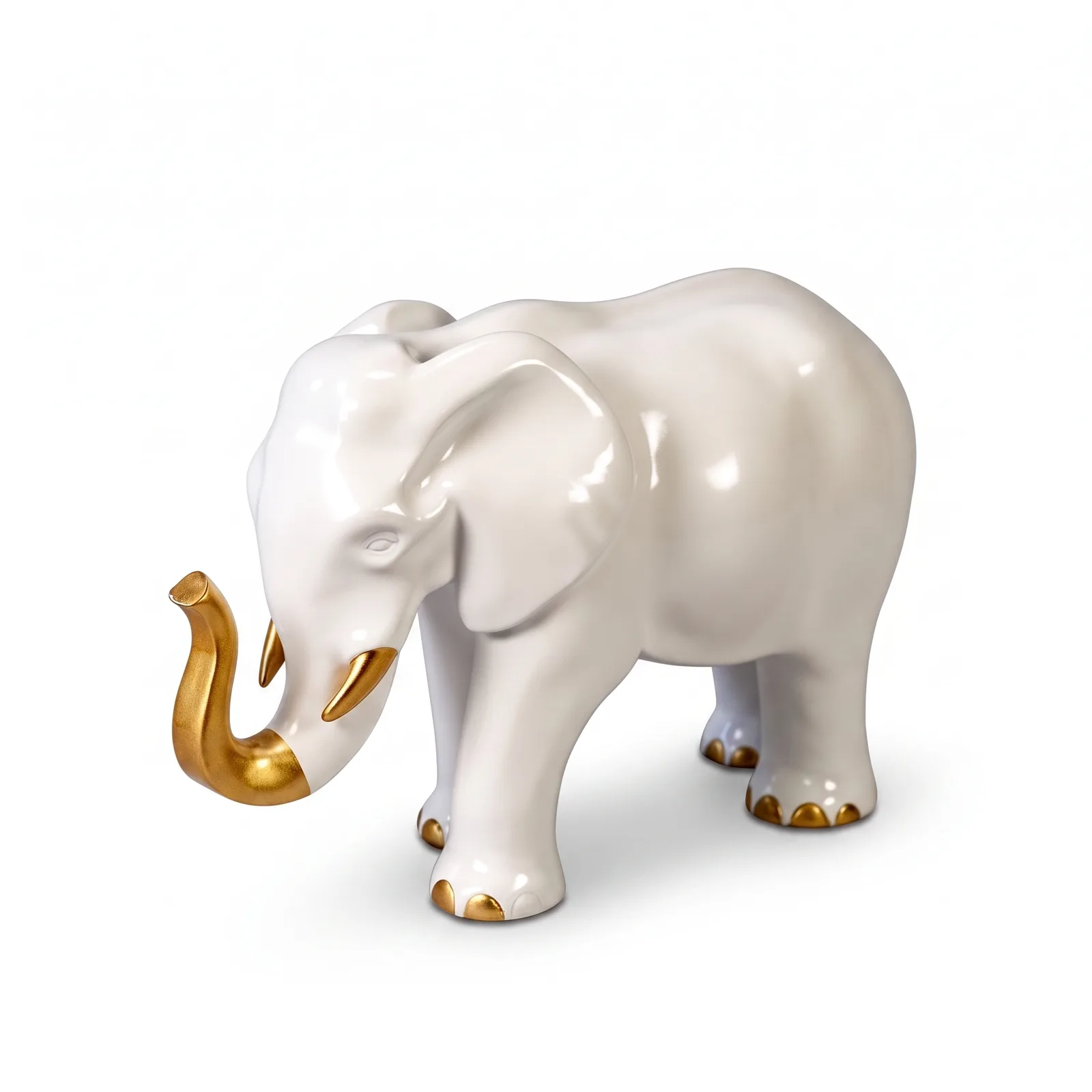 Olifant Beeld 57cm Wit Goud – Luxe Decoratie