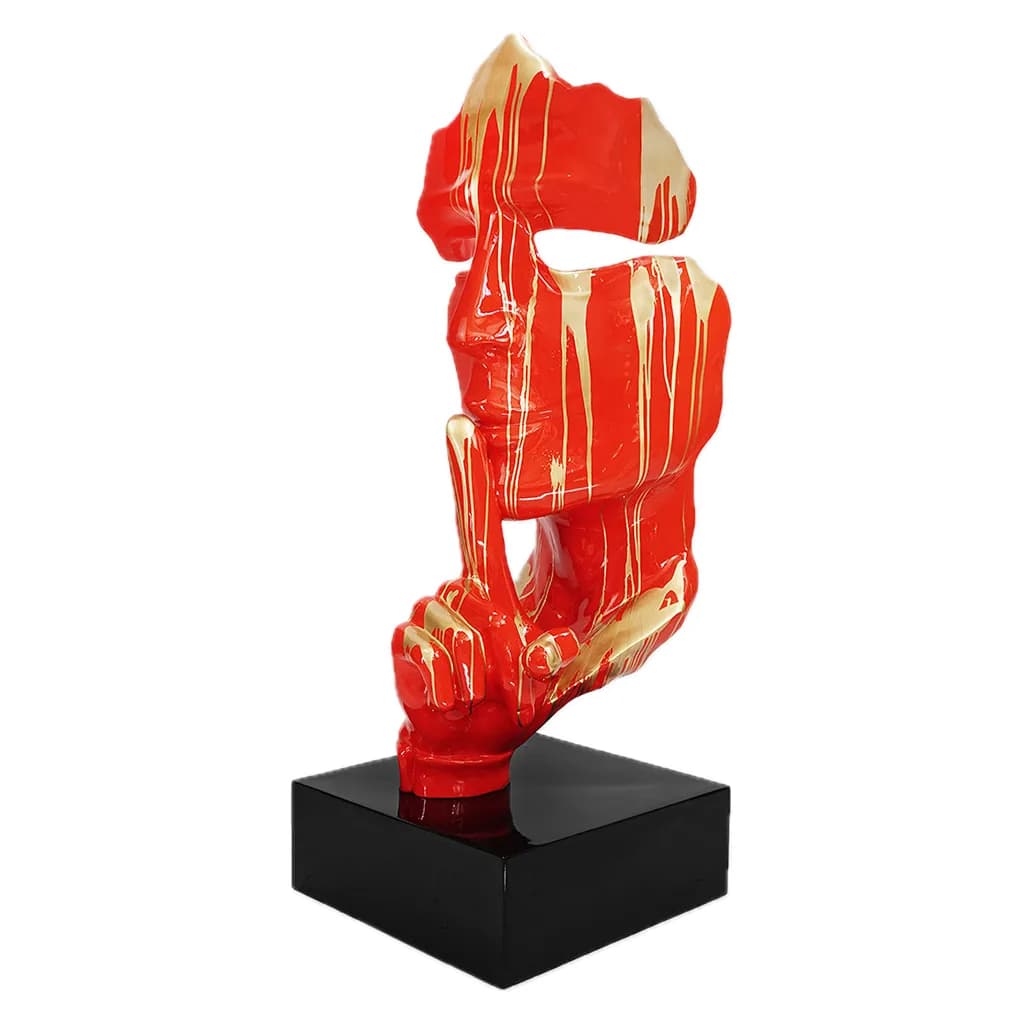 Abstract Gezicht Masker 190cm Rood Goud Drip Pop Art Decoratie Op Voet