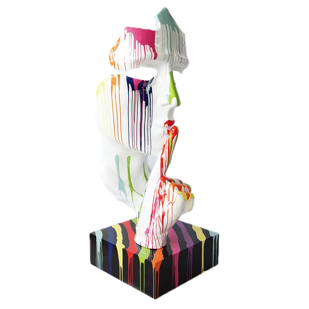 Abstract Gezicht Masker 190cm Wit Drip Pop Art Decoratie Op Voet