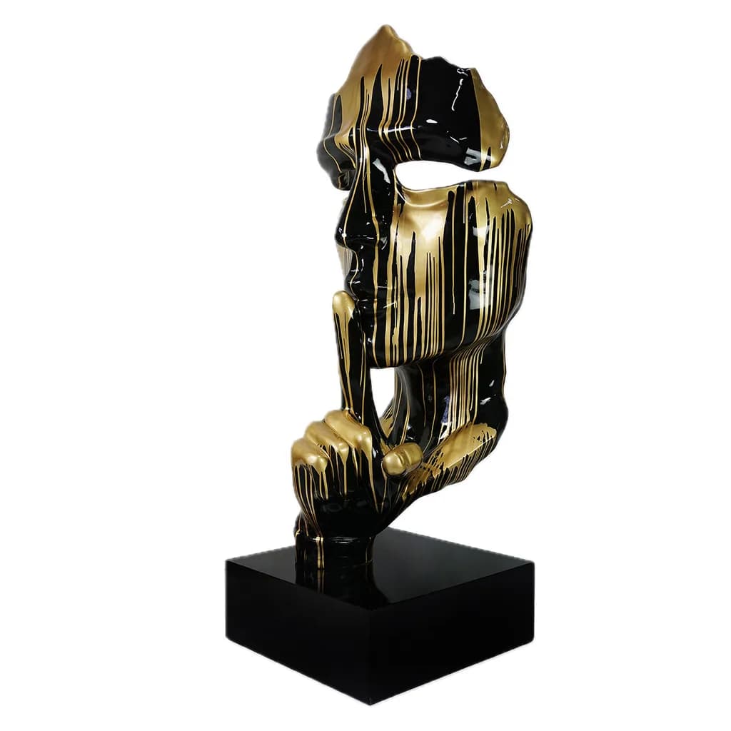 Abstract Gezicht Masker 190cm Zwart Goud Drip Pop Art Decoratie Op Voet