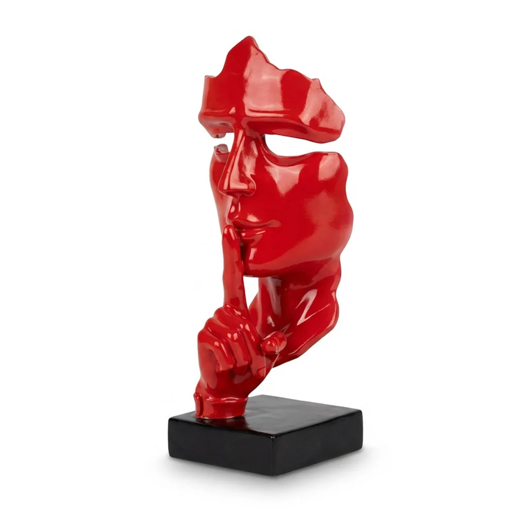 Abstract Gezicht Masker Rood 42cm Decoratie Op Voet