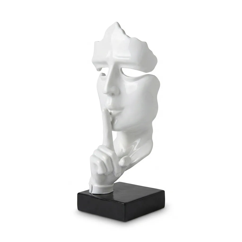 Abstract Gezicht Masker Wit 42cm Decoratie Op Voet