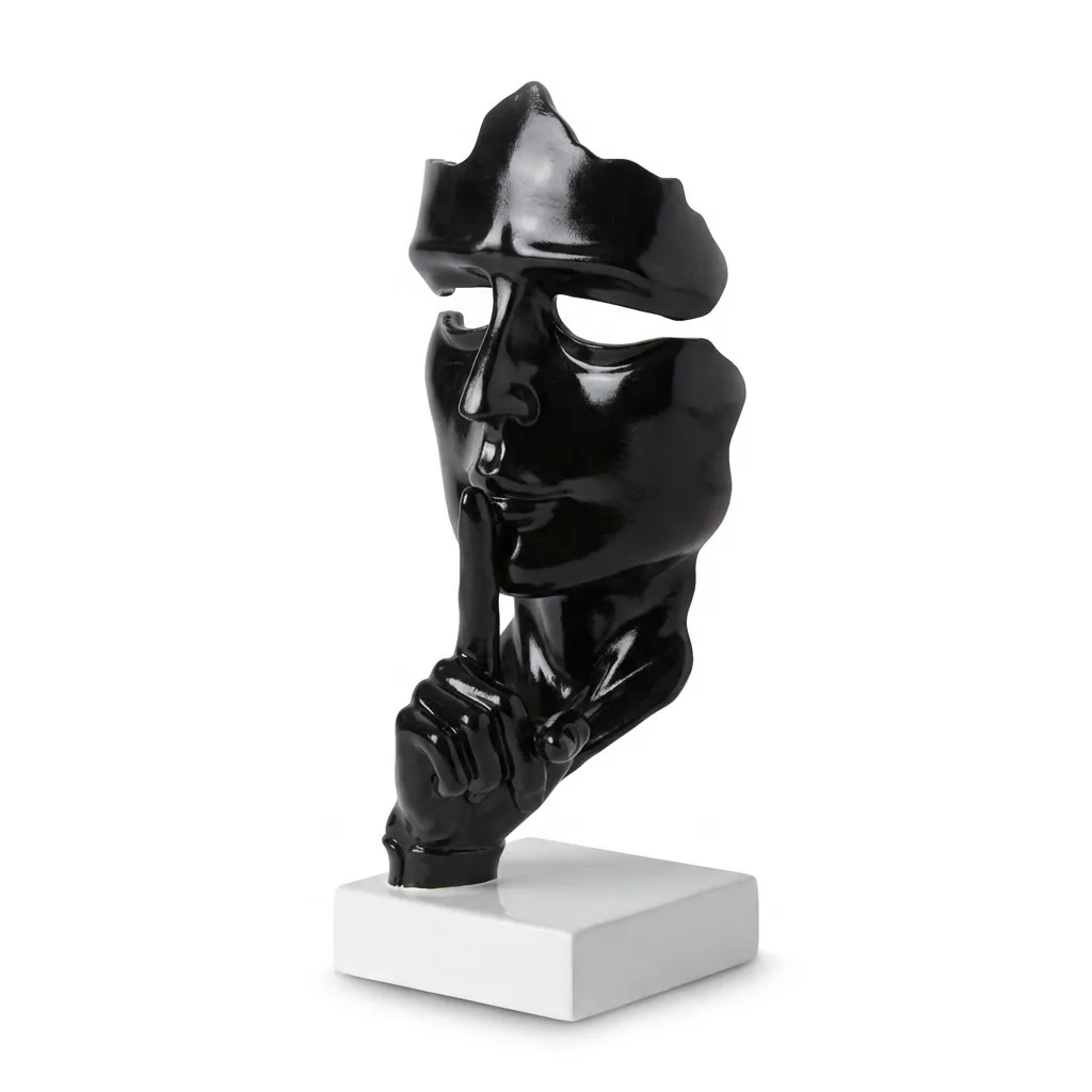 Abstract Gezicht Masker Zwart 42cm Decoratie Op Voet