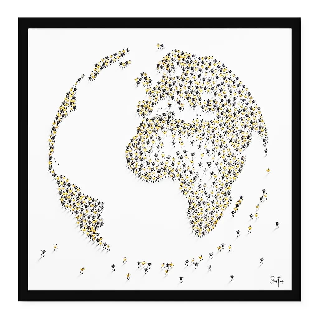 Francisco Bartus - Golden Globe - Schilderij 100x100cm Moderne Kunst Met Frame