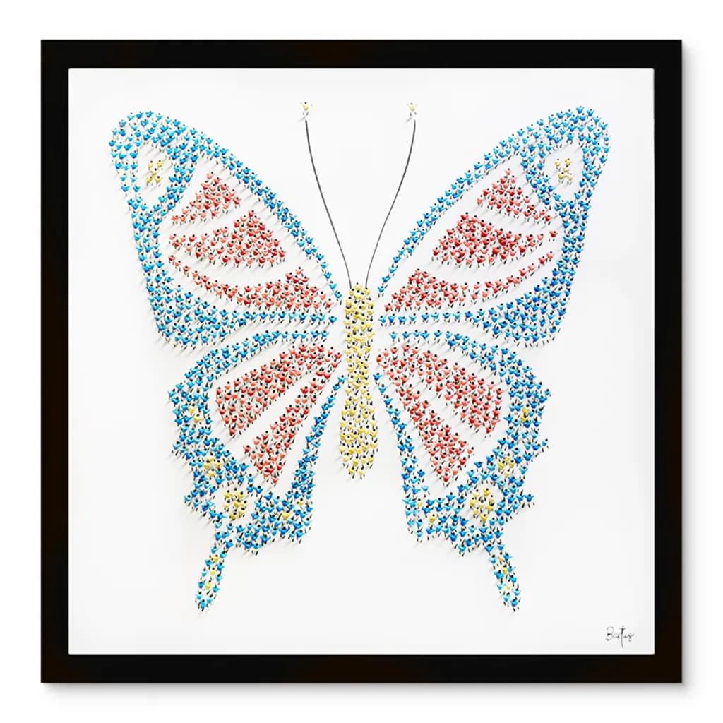 Francisco Bartus - Papillon - Schilderij 100x100cm Moderne Kunst Met Frame