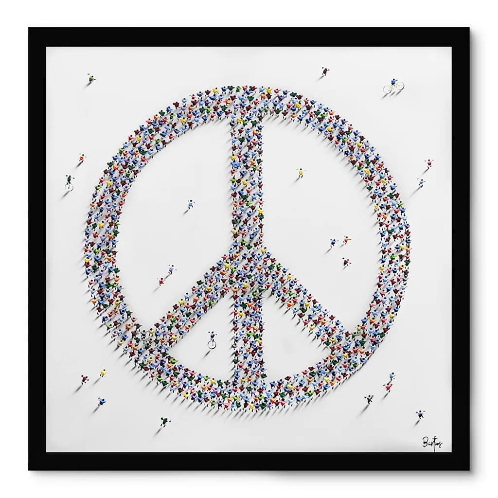 Francisco Bartus - Peace I - Schilderij 100x100cm Moderne Kunst Met Frame