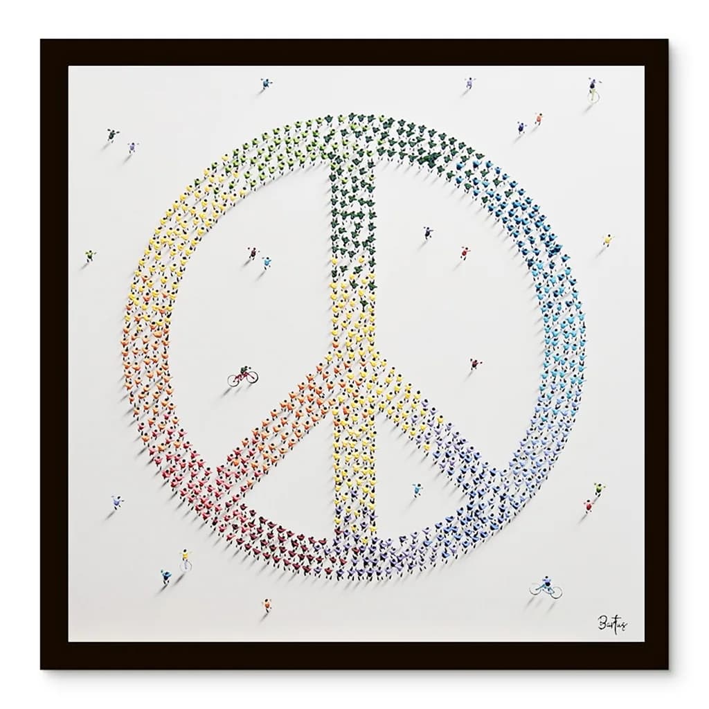 Francisco Bartus - Peace II - Schilderij 100x100cm Moderne Kunst Met Frame