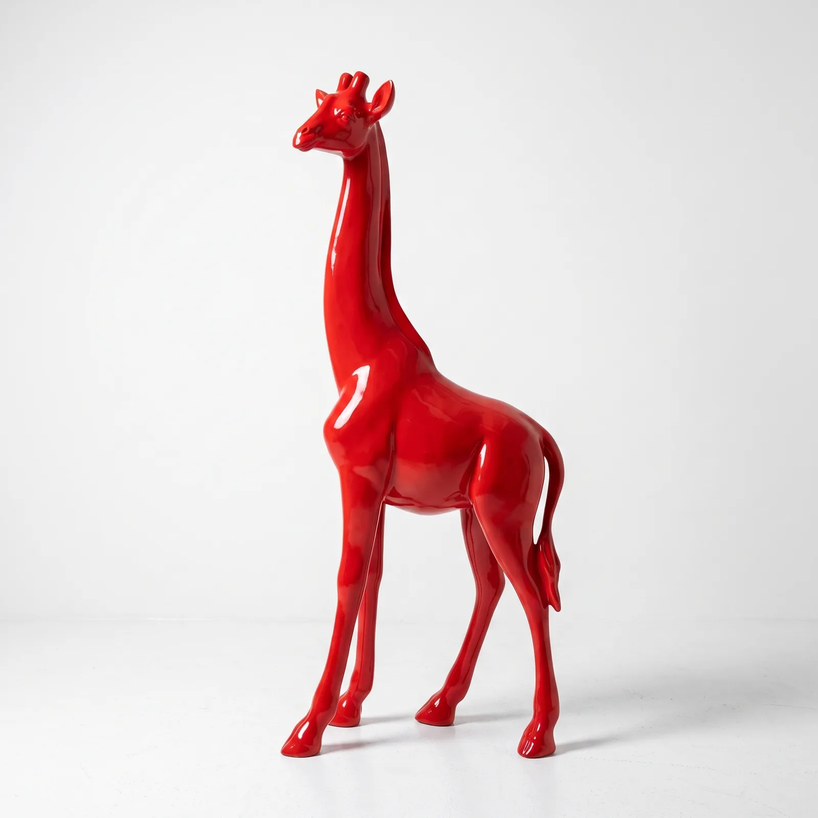 Giraf Beeld Groot Staand 180cm Rood - Decoratie
