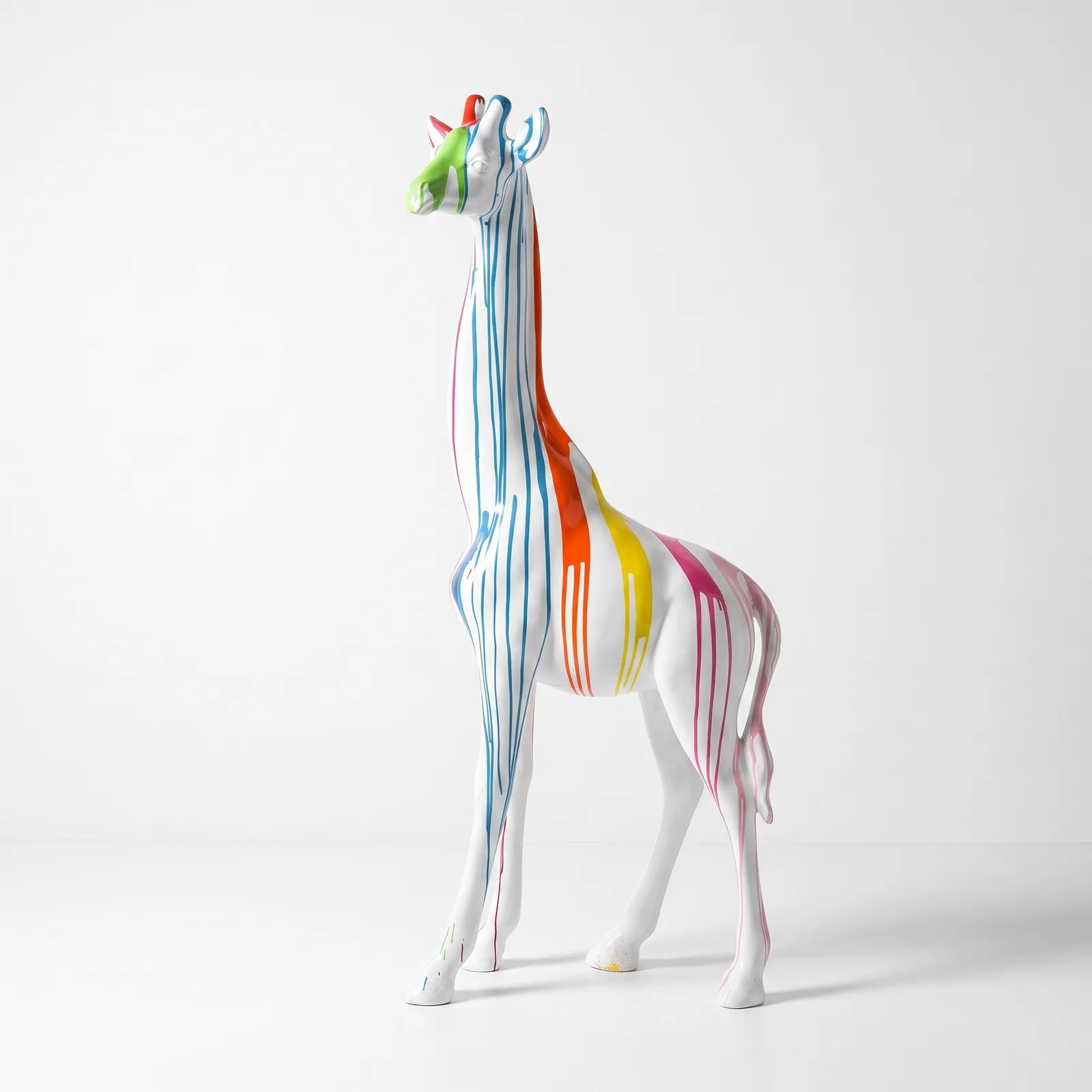 Giraf Beeld Groot Staand 180cm Wit Multicolor Dripart - Decoratie