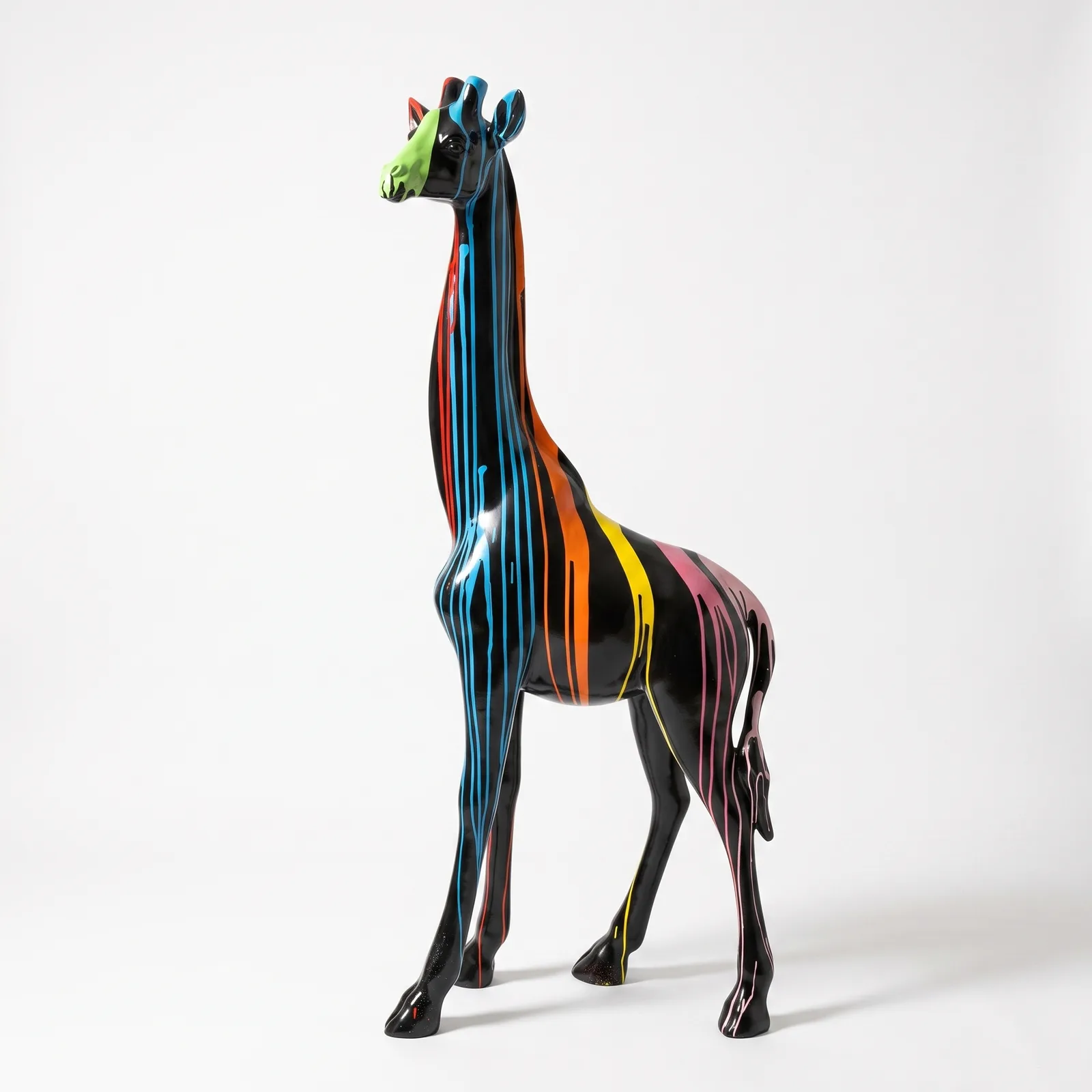 Giraf Beeld Groot Staand 180cm Zwart Multicolor Dripart - Decoratie