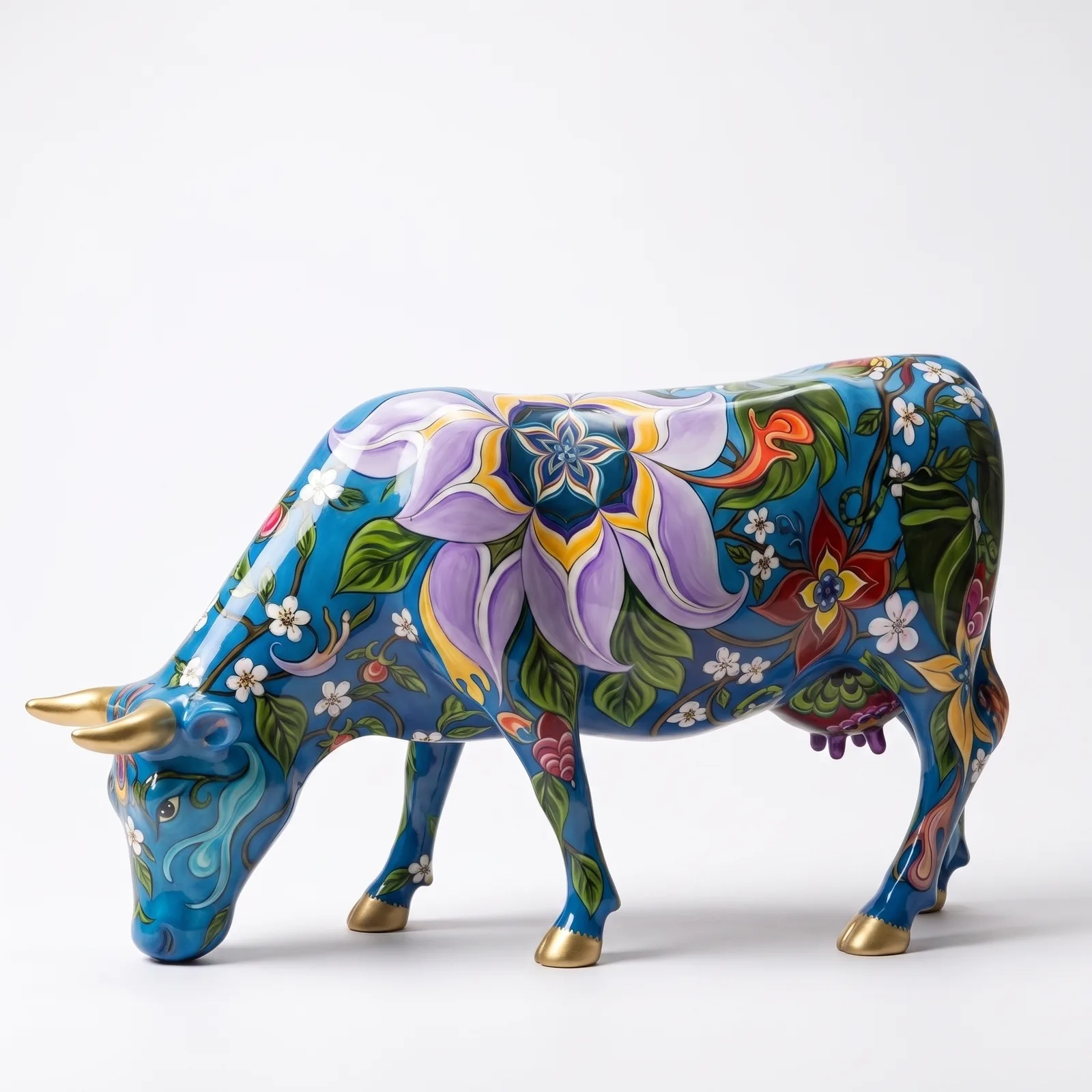Koe Beeld Groot Blauwe Lelie – Grazend 140cm