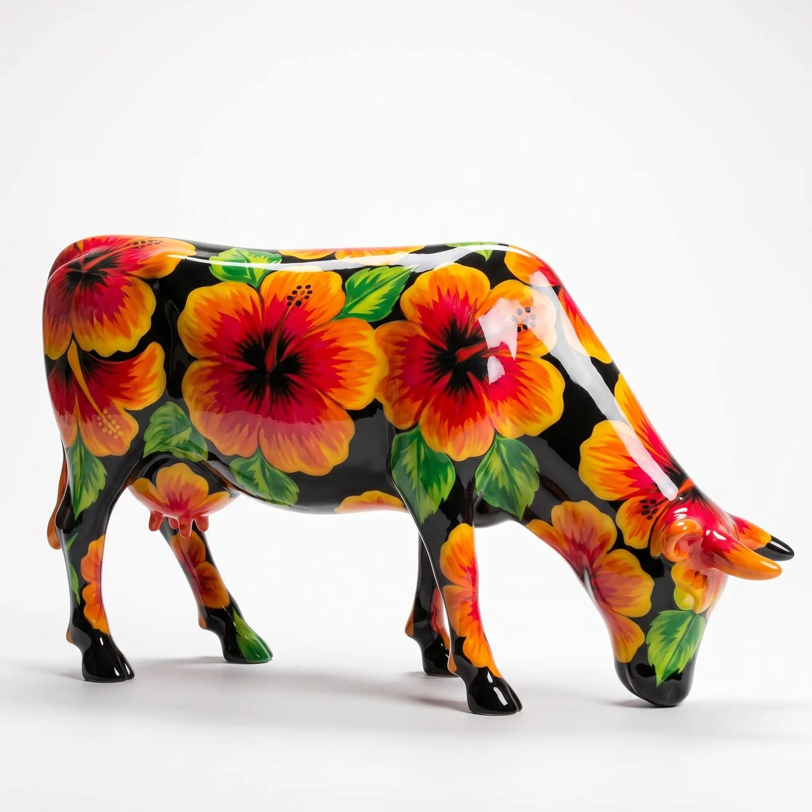 Koe Beeld Groot Hibiscus – Grazend 140cm