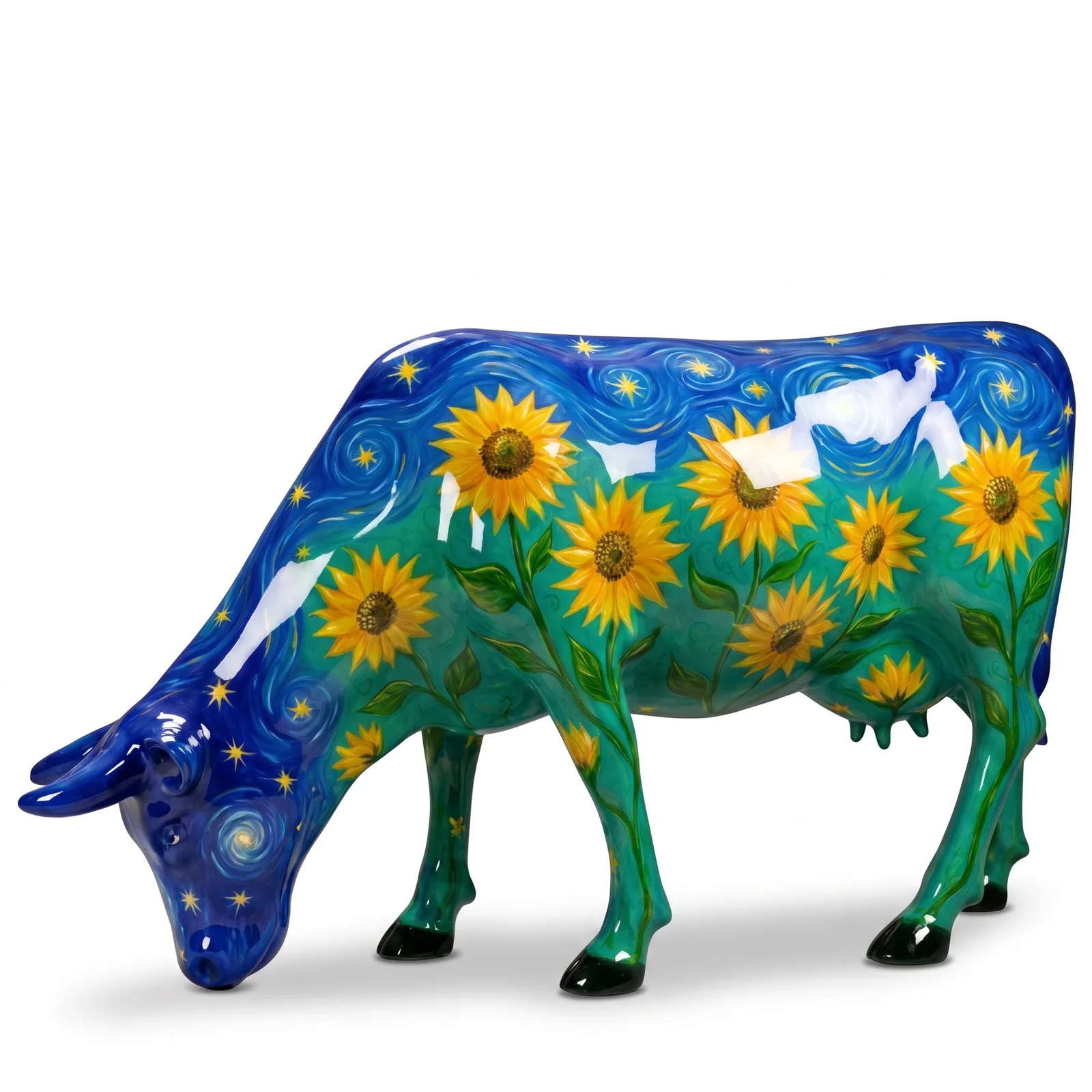 Koe Beeld Groot Zonnebloemen – Grazend 140cm