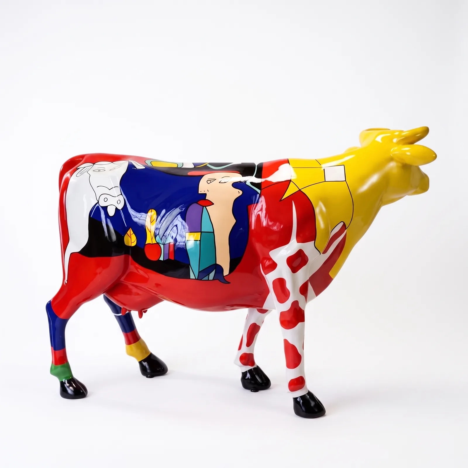 Koe Beeld Groot Picasso Rood Geel – Staand 147cm