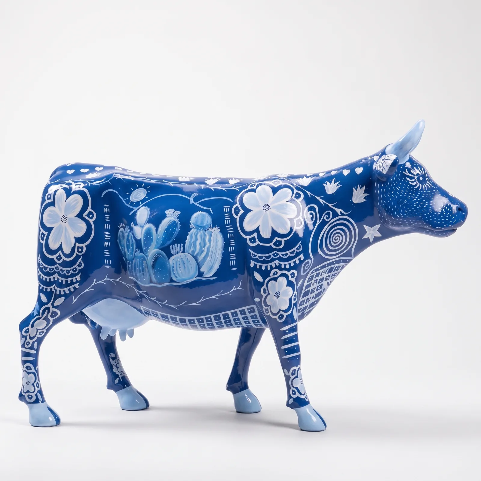 Koe Beeld Groot Staand 153cm Delfts Blauw Motief