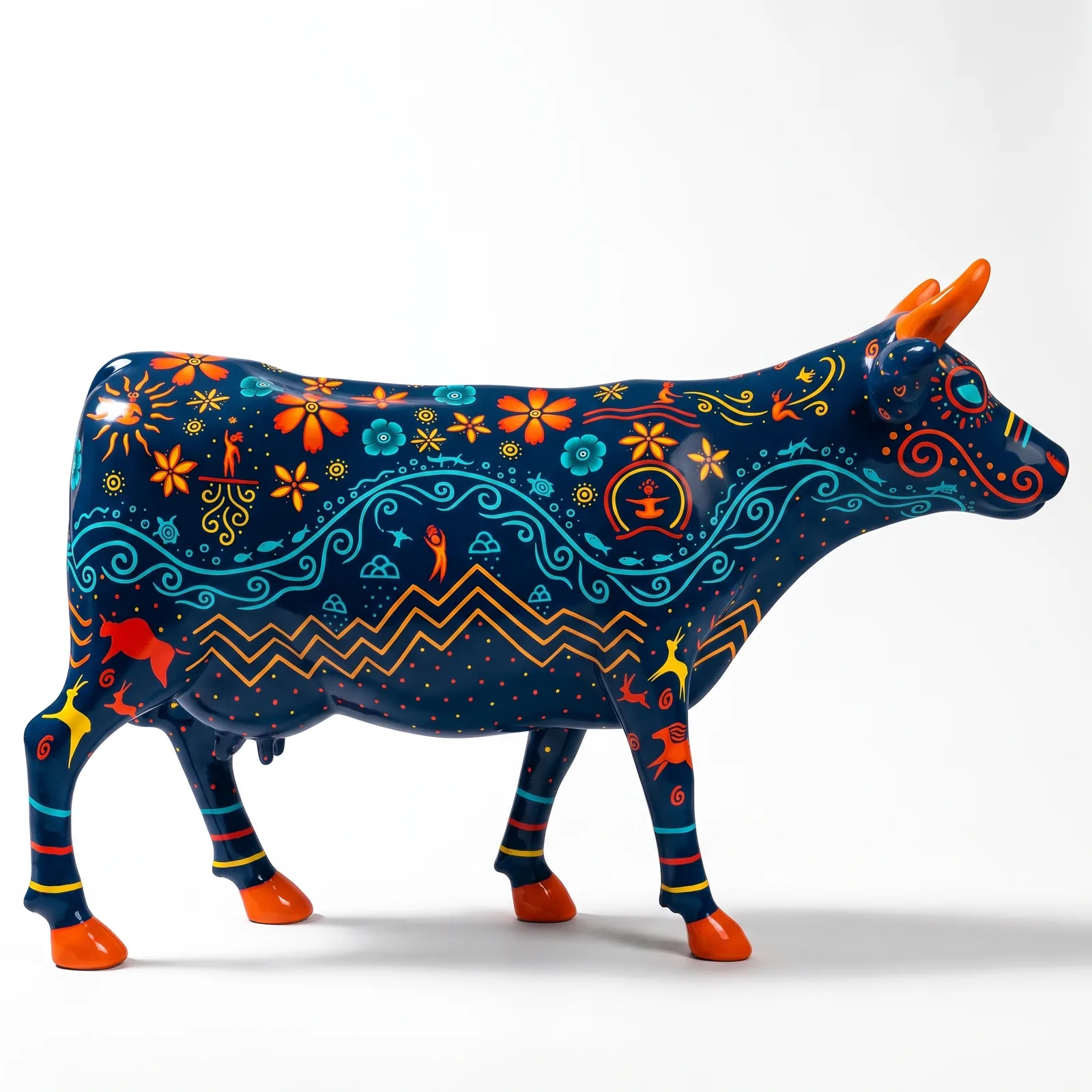 Koe Beeld Groot Staand 153cm Donker Ornament Motief