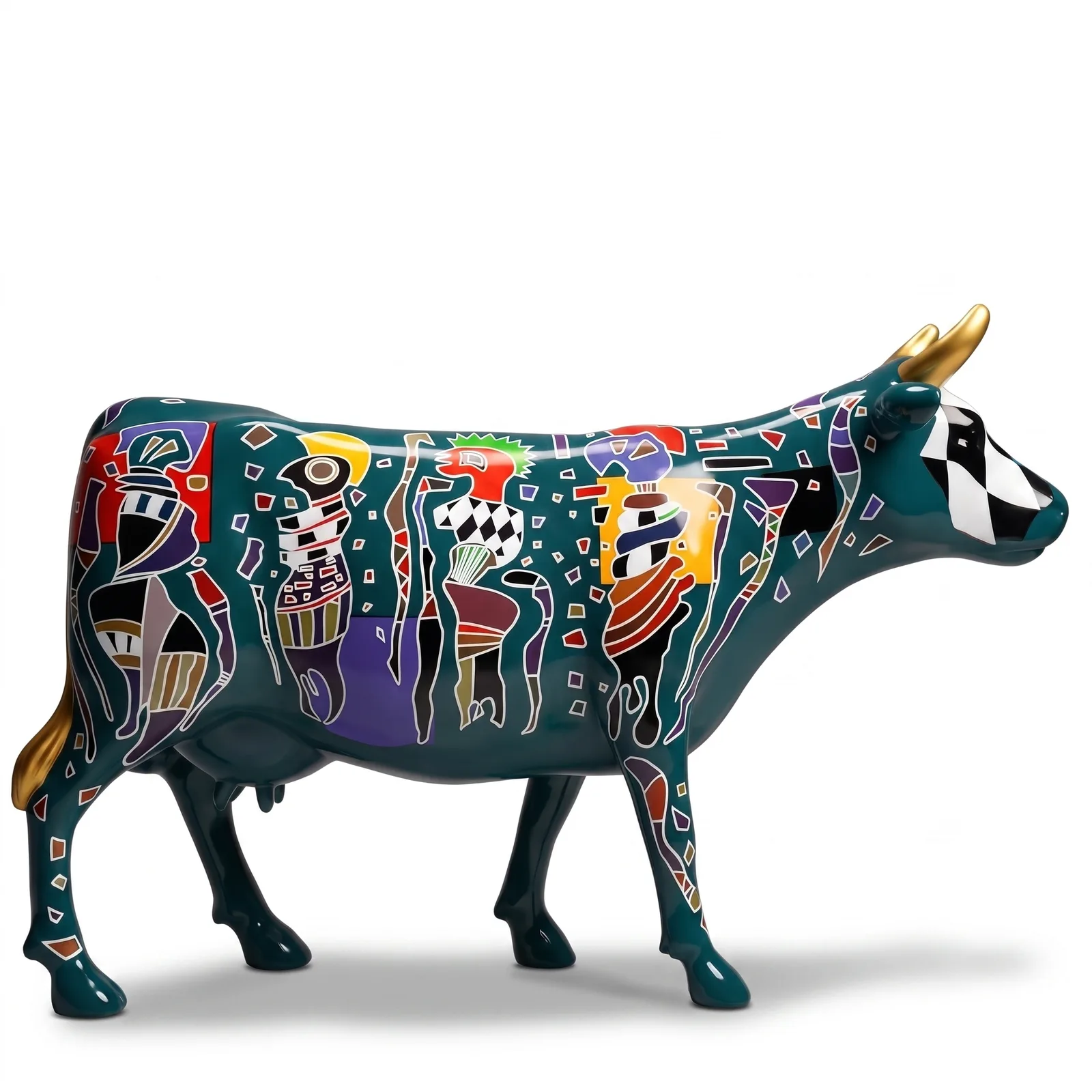 Koe Beeld Groot Donkere Graffiti – Staand 153cm