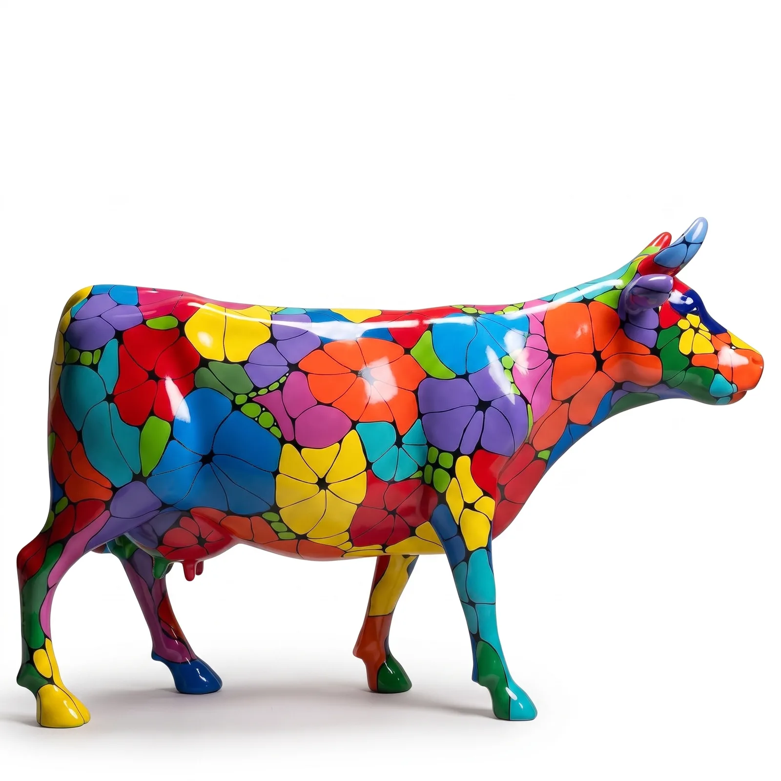 Koe Beeld Groot Kleurmozaïek – Staand 153cm
