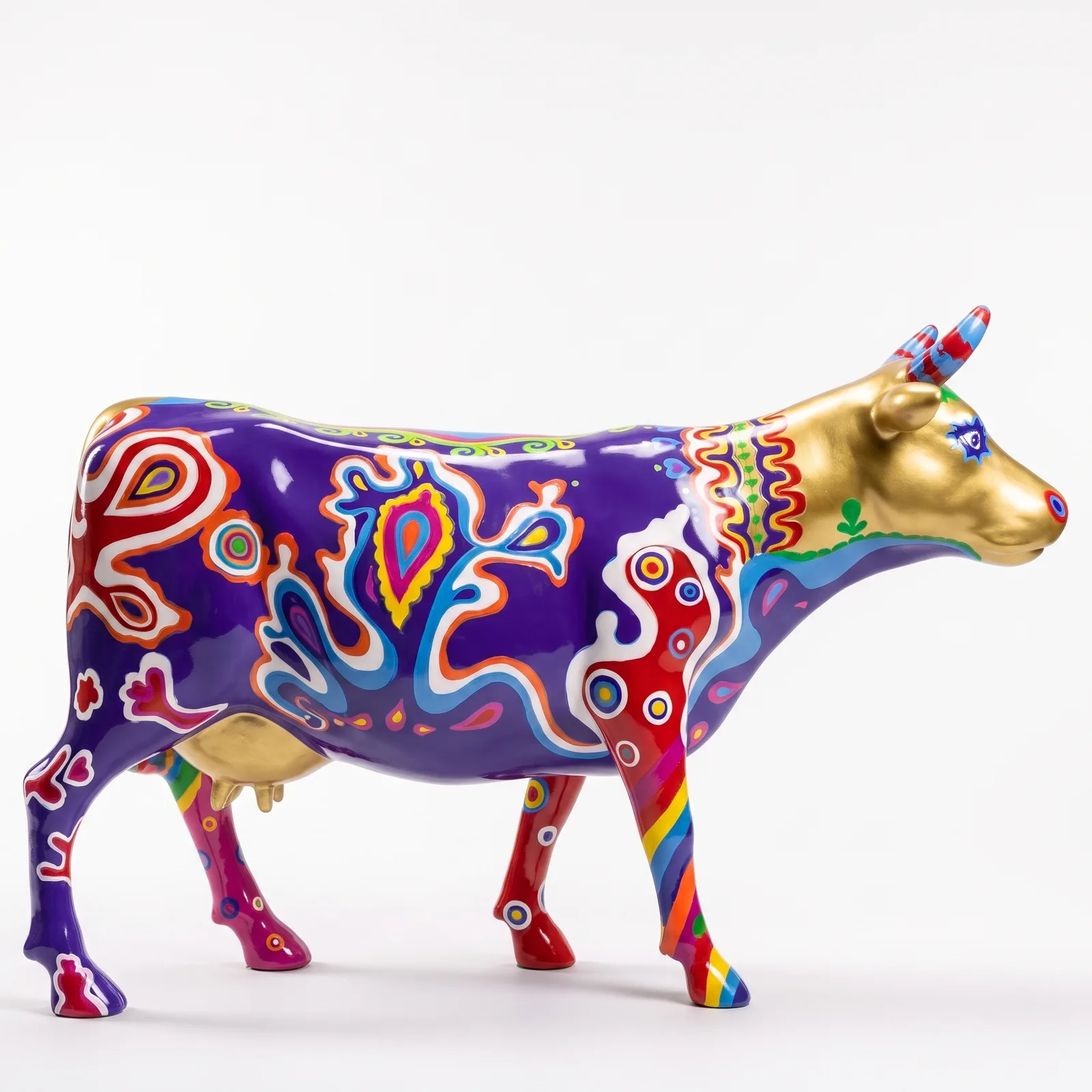 Koe Beeld Groot Psychedelisch Paars – Staand 153cm
