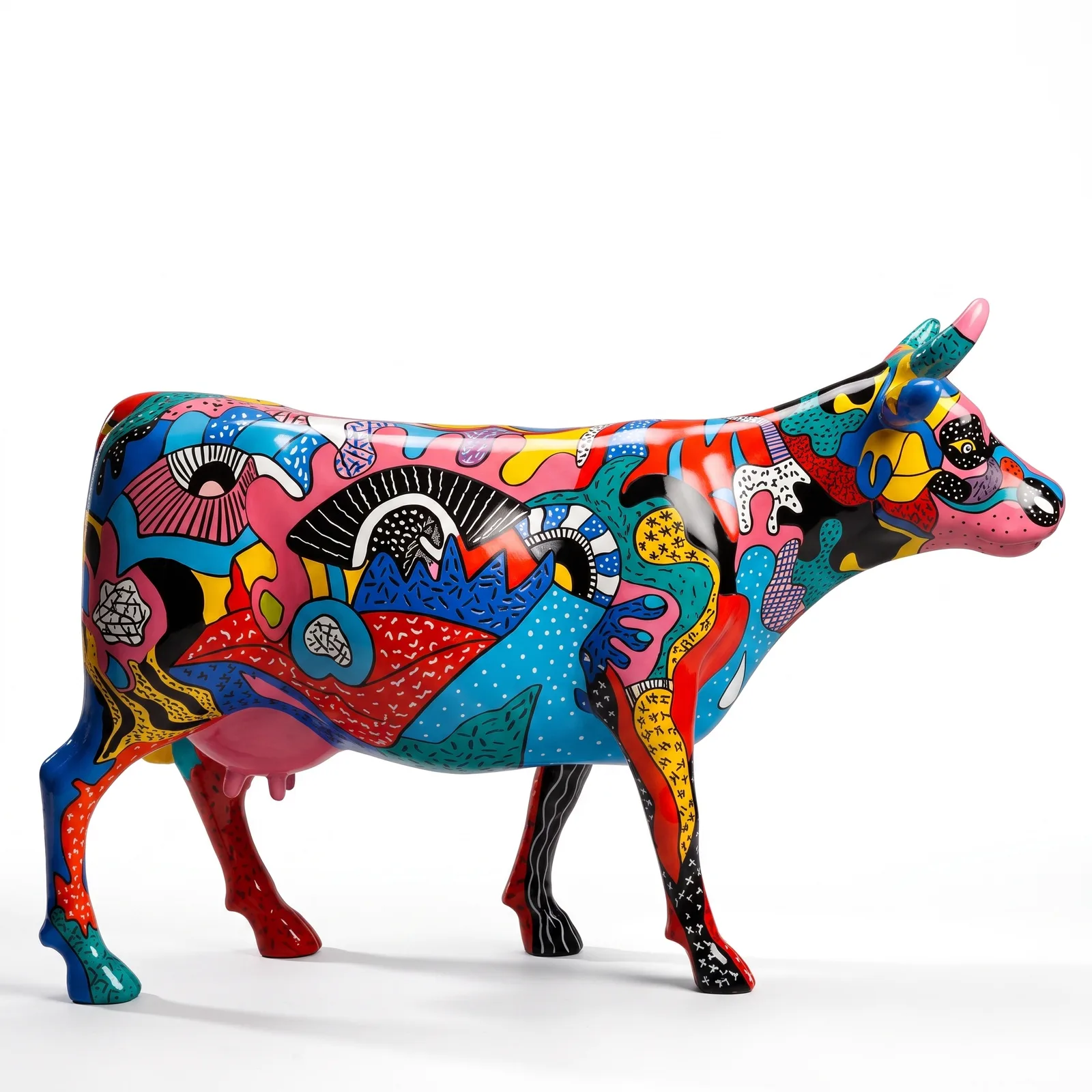 Koe Beeld Groot Tribal Pop – Staand 153cm
