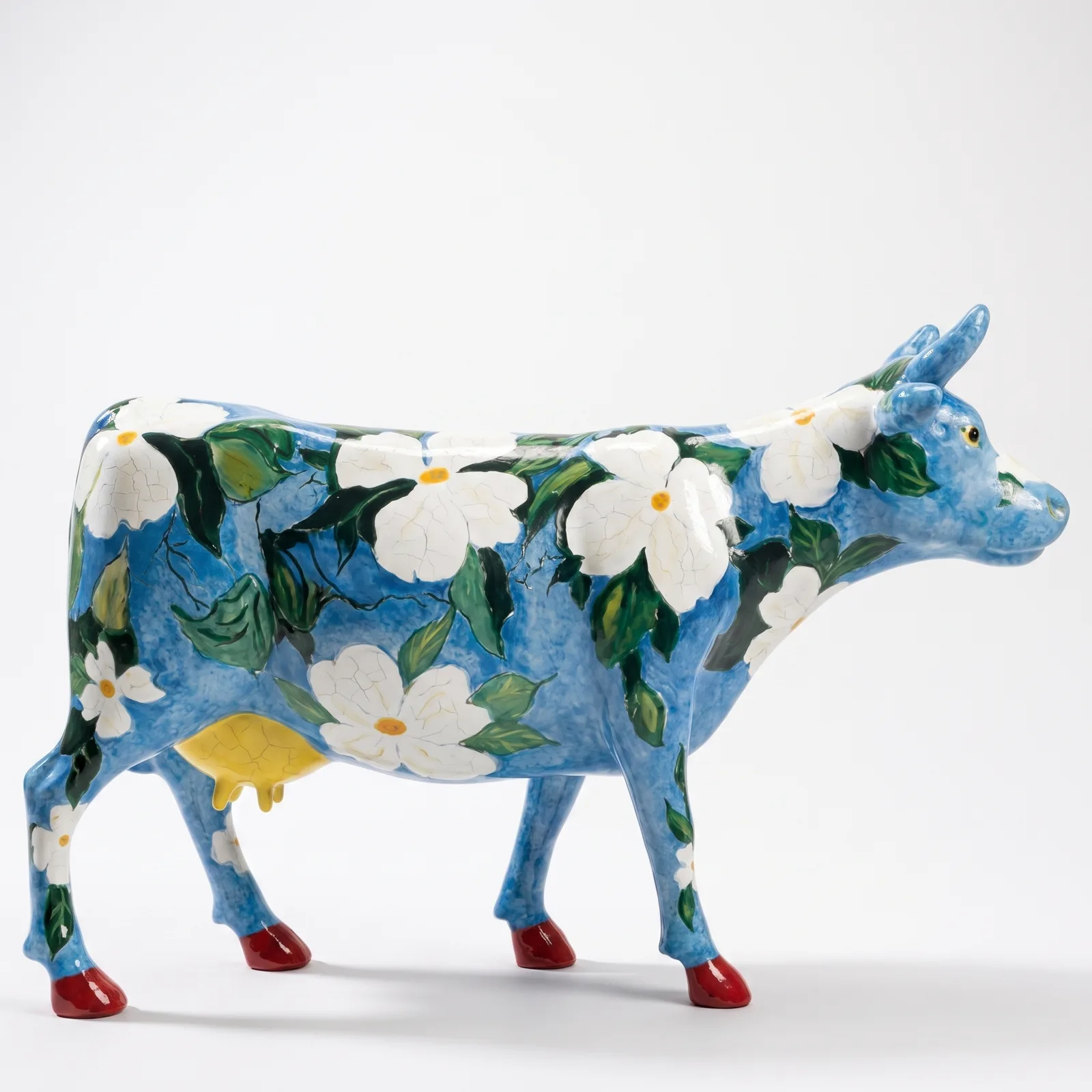Koe Beeld Groot Witte Bloemen – Staand 153cm