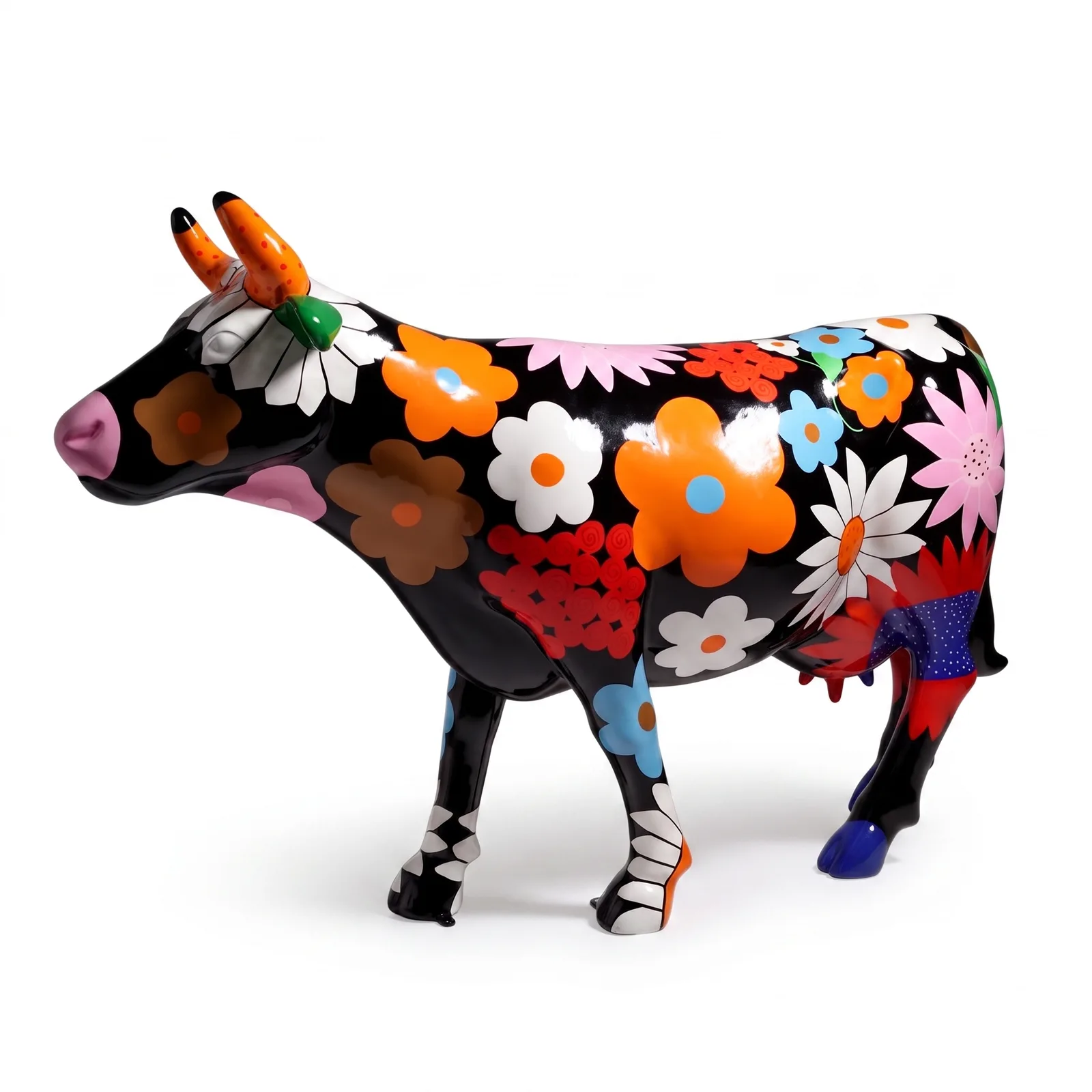 Koe Beeld Groot Zwarte Madeliefjes – Staand 153cm