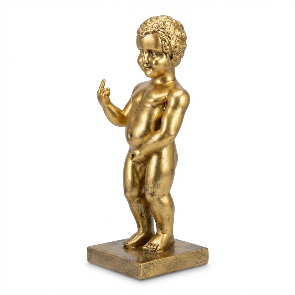 Manneken Pis Beeld Fuck You Kleur Brons 45cm - Petit Julien Statue - Decoratie