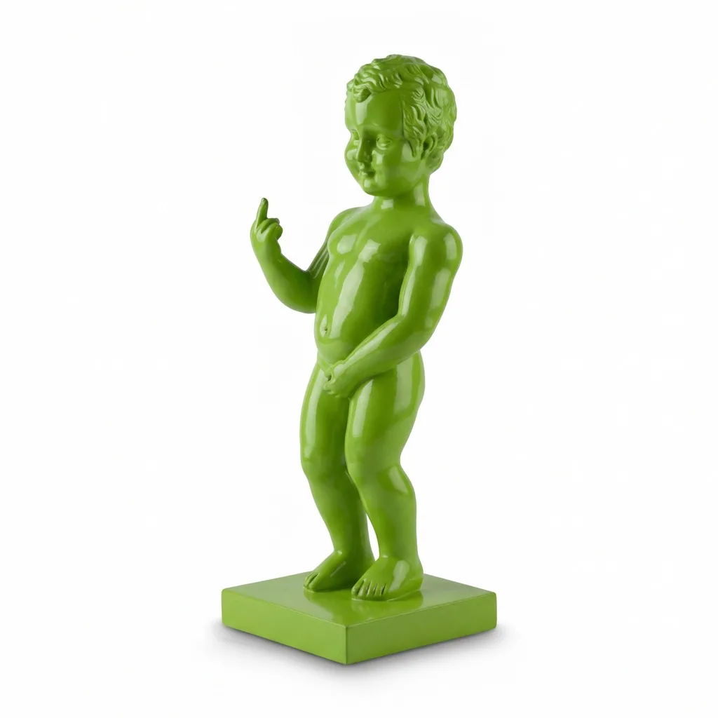 Manneken Pis Beeld Fuck You Kleur Groen Drip 45cm - Petit Julien Statue - Decoratie