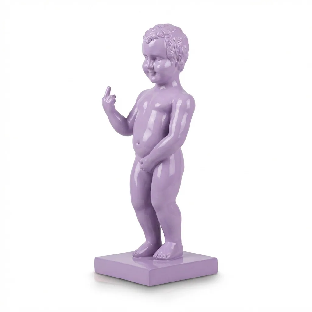 Manneken Pis Beeld Fuck You Kleur Paars 45cm - Petit Julien Statue - Decoratie