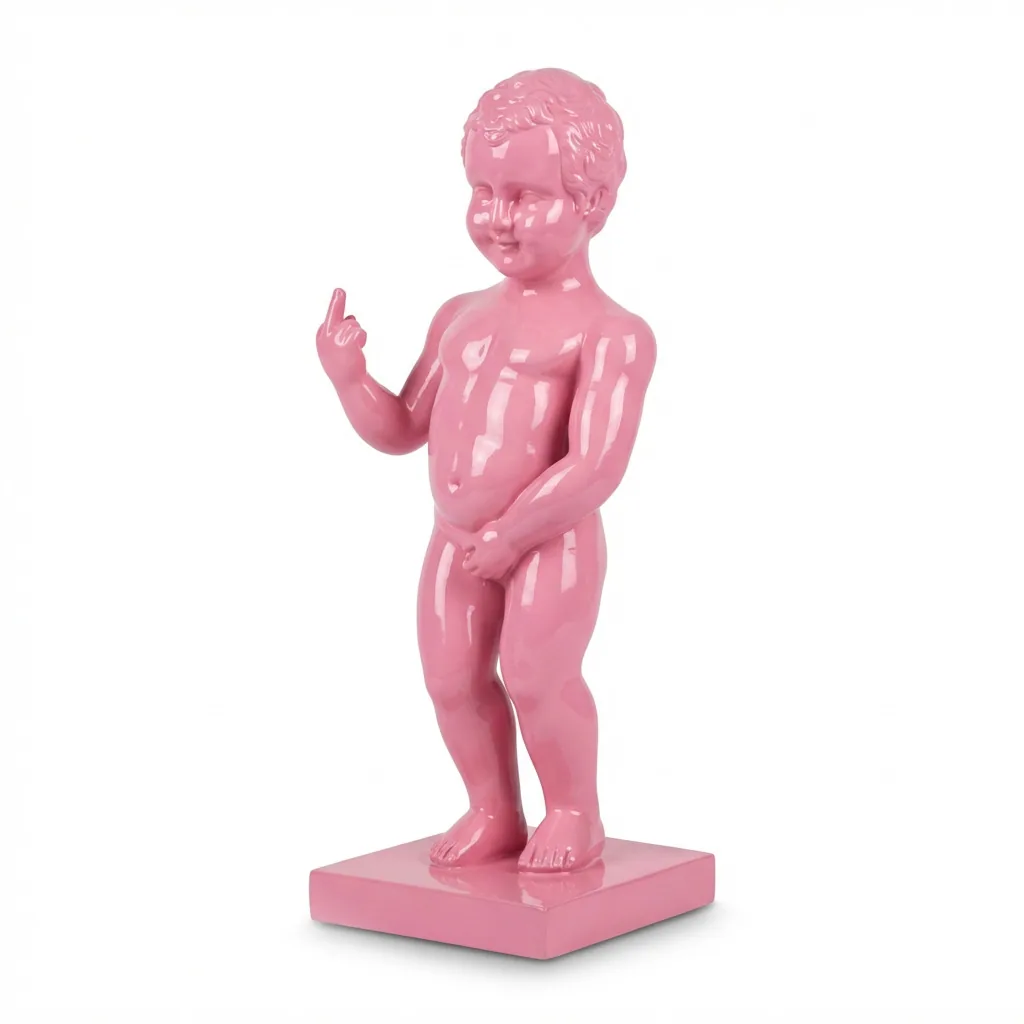 Manneken Pis Beeld Fuck You Kleur Roze Drip 45cm - Petit Julien Statue - Decoratie