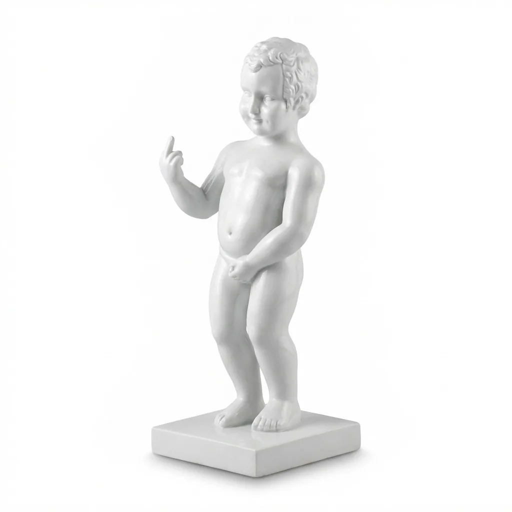 Manneken Pis Beeld Fuck You Kleur Wit 45cm - Petit Julien Statue - Decoratie