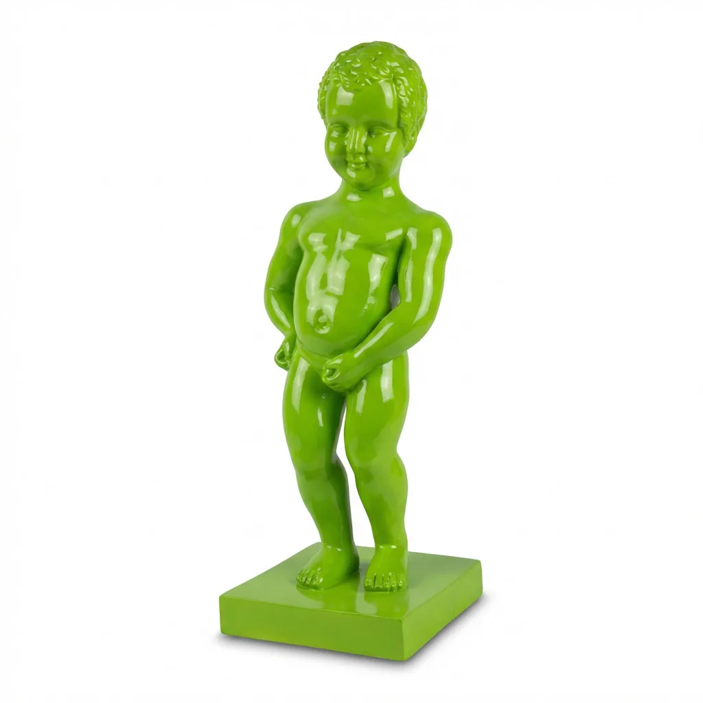 Manneken Pis Beeld Kleur Groen Drip 60cm - Petit Julien Statue - Decoratie