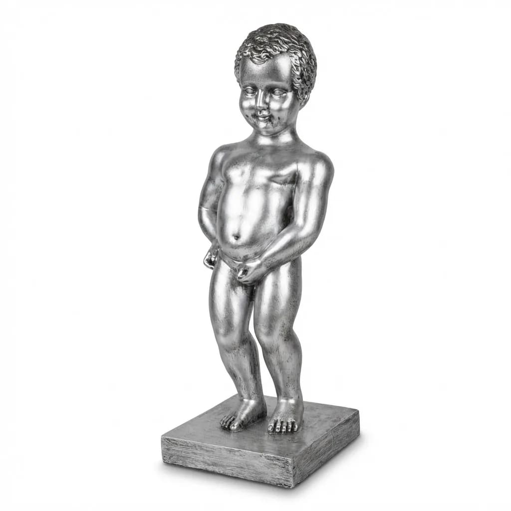 Manneken Pis Beeld Kleur Zilver Drip 60cm - Petit Julien Statue - Decoratie