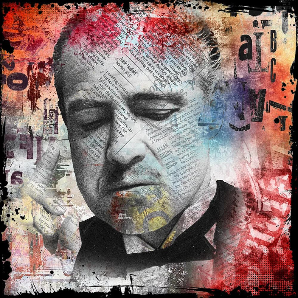 Micha Baker - Mr Corleone - Schilderij 50x50cm Epoxy Kunst