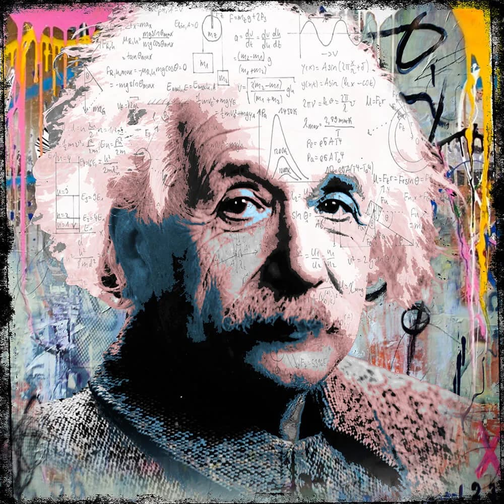 Micha Baker - Mr Einstein - Schilderij 50x50cm Epoxy Kunst