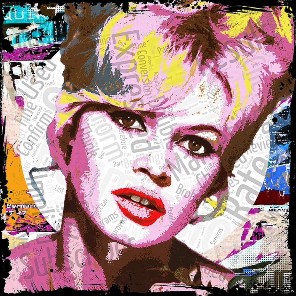 Micha Baker - Mrs Bardot - Schilderij 50x50cm Epoxy Kunst