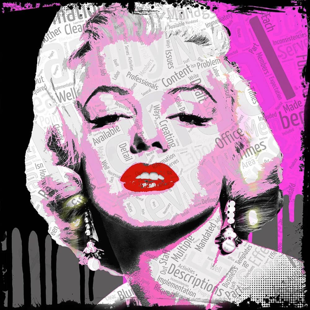 Micha Baker - Mrs Monroe - Schilderij 50x50cm Epoxy Kunst