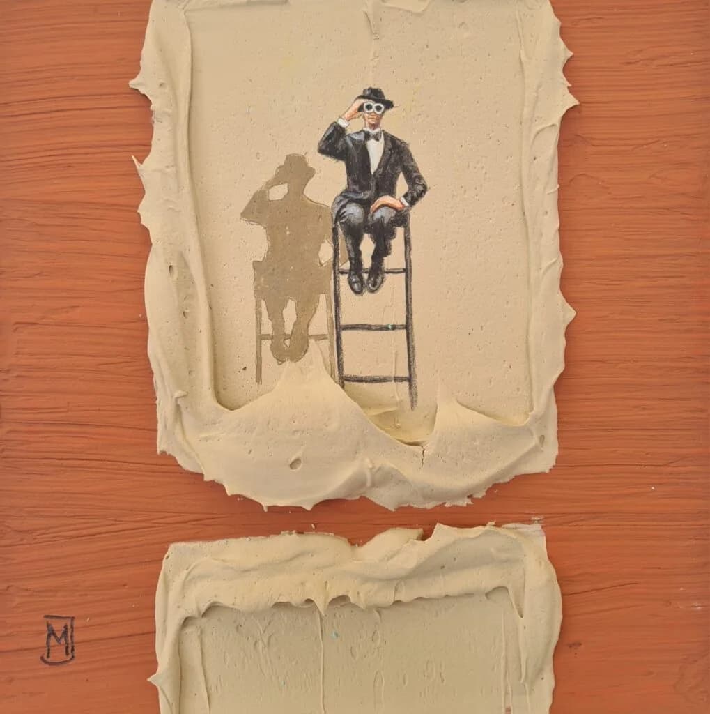 MXJ - Eyes Behind the Lens - Schilderij 25x25cm Origineel Werk