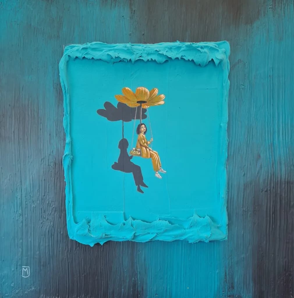 MXJ - Fly Without Wings - Schilderij 60x60cm Origineel Kunstwerk