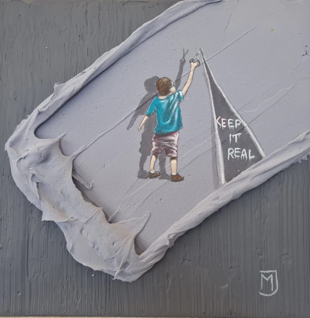 MXJ - Keep It Real - Schilderij 25x25cm Origineel Kunstwerk