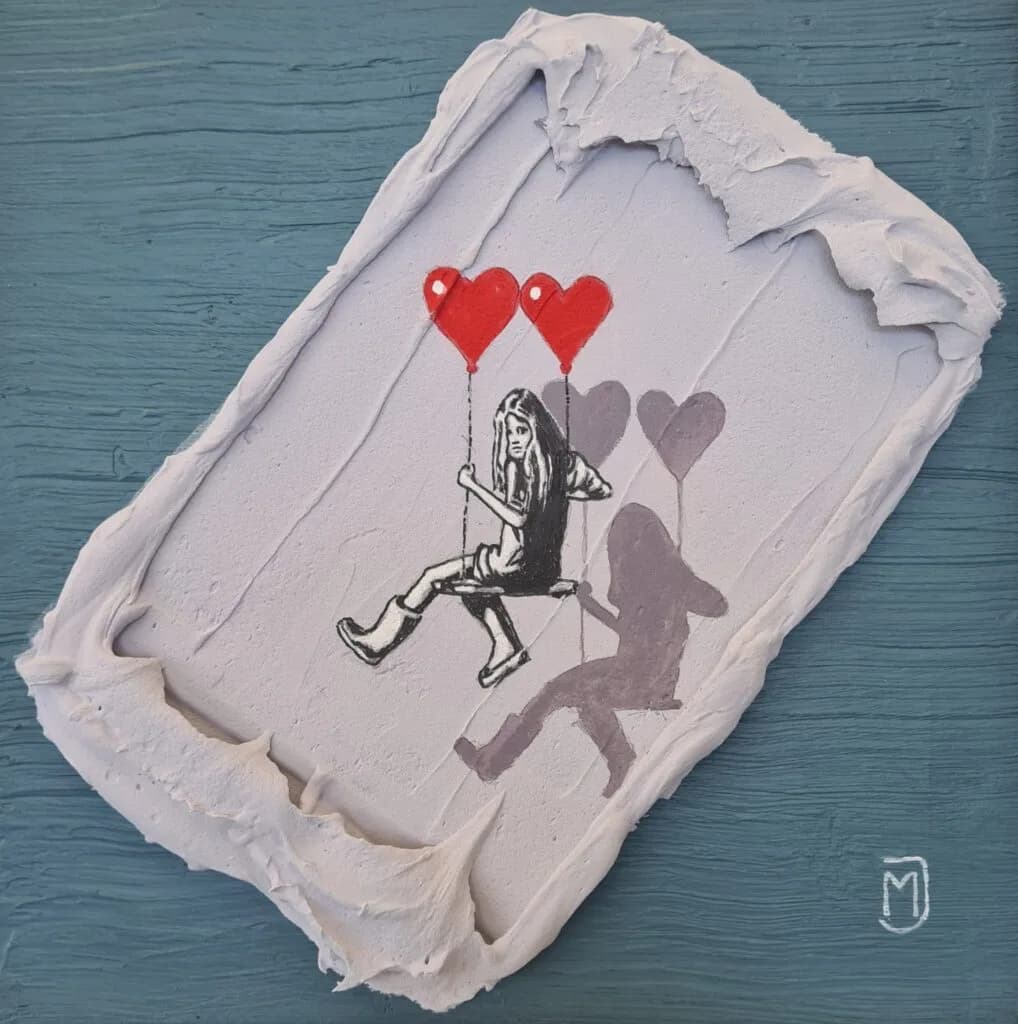 MXJ - Love Takes Flight - Schilderij 25x25cm Origineel Werk
