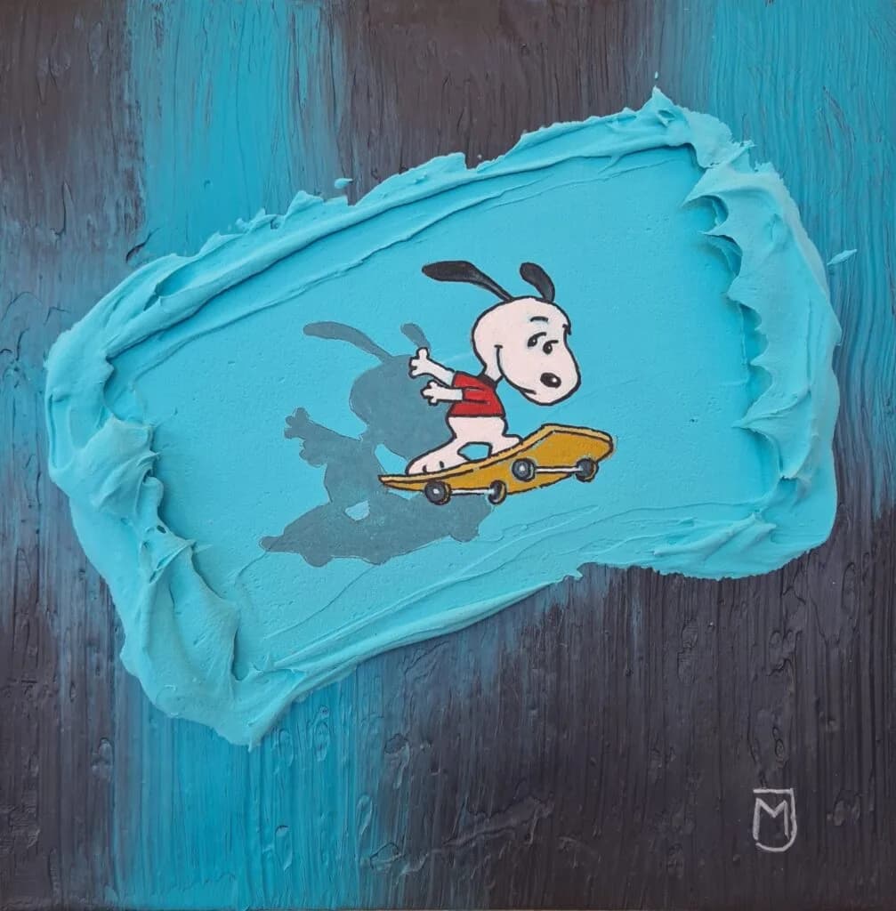MXJ - Snoopy in the Spotlight - Schilderij 25x25cm Origineel Werk